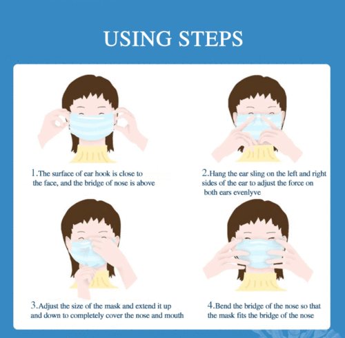 50/100/1000 X Face Mask 3-Ply Breathable Blue Disposable Non Surgical /Medical - Picture 3 of 4