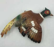 Vintage Ceramic Green Red Pheasant Wall Pocket Figurine Decor Bird Ucagco Japan