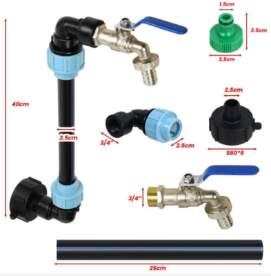 IBC Schwanenhals Auslaufhahn 3/4 Zoll - Messing Wasserhahn Für Regentank | 45cm Stauraum Für Gießkanne