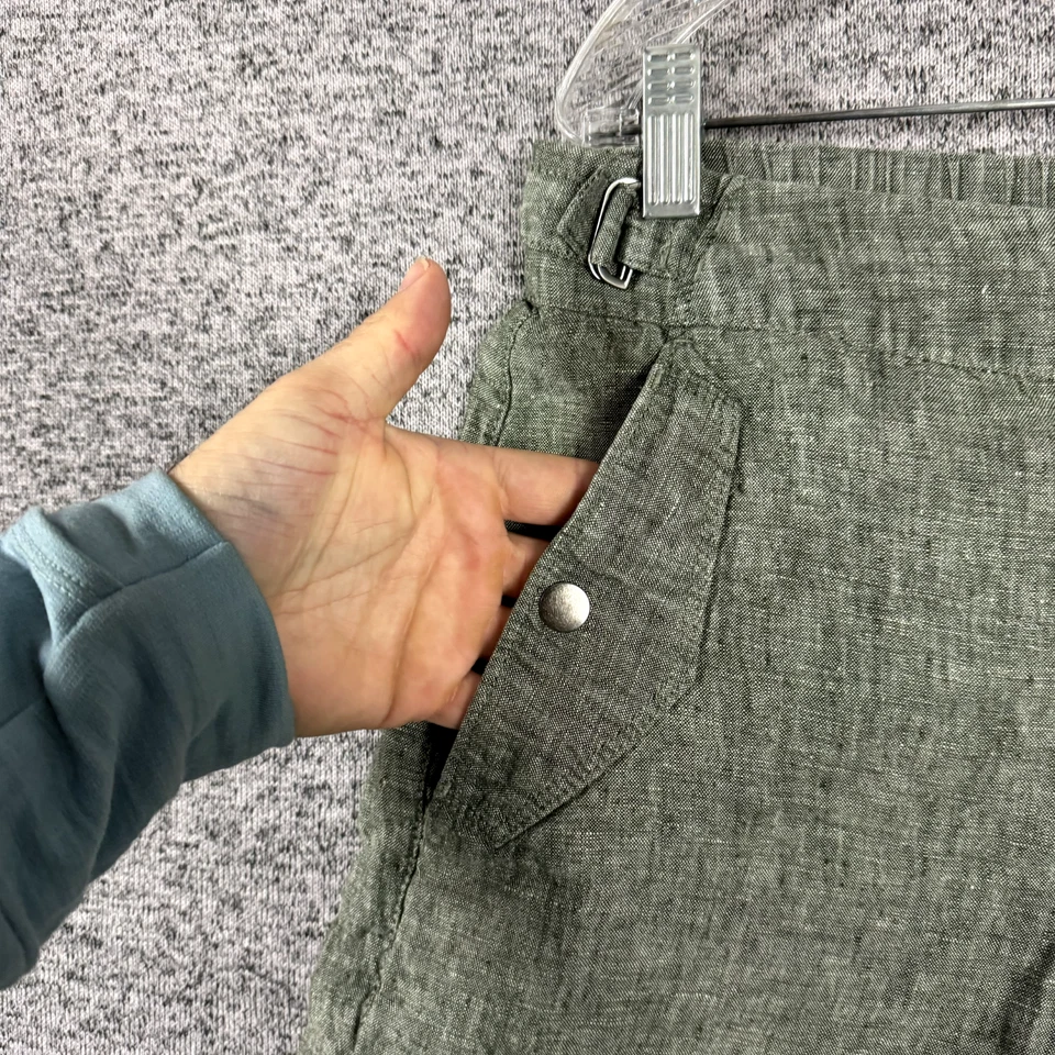 Pantalones cortos Athleta para mujer talla 10 verde 100 % lino Voyager lino Foto 3 de 4