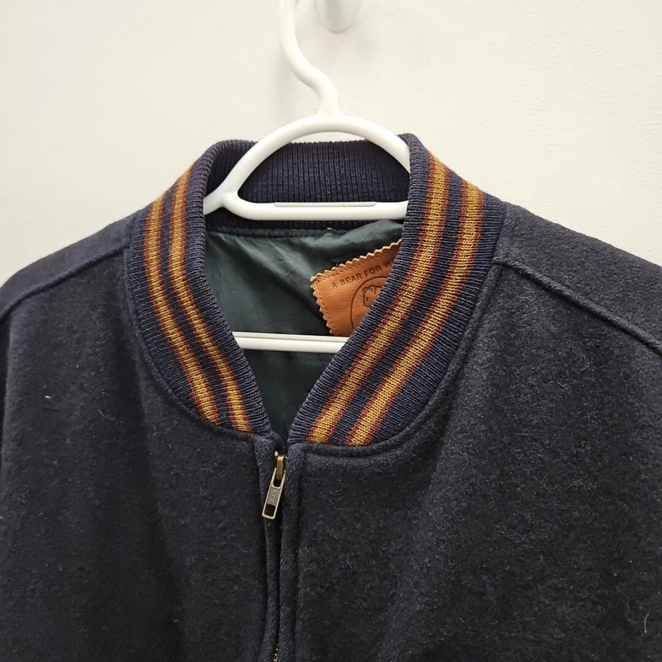 Vintage Golden Bear Wool Leather Varsity Bomber Aviator Jacket Made in USA Large - Image 2 of 4