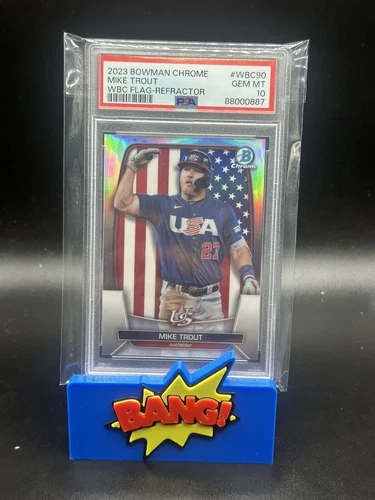 2023 Bowman Chrome WBC Flag Refractor Mike Trout USA /499  PSA 10 Gem Mint