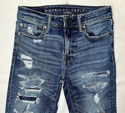 Eagleデニムsize2 アメリカンイーグル ジェギング クラッシュ加工