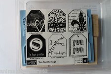 Stampin Up Too Terrific Tags set of 6 "Retired" Always, For You, Thank You, Yum