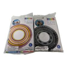 INTEX WHITE Pink Yellow/ TIRE Color Pool Floating Tube 36" Diameter New LOT OF 2