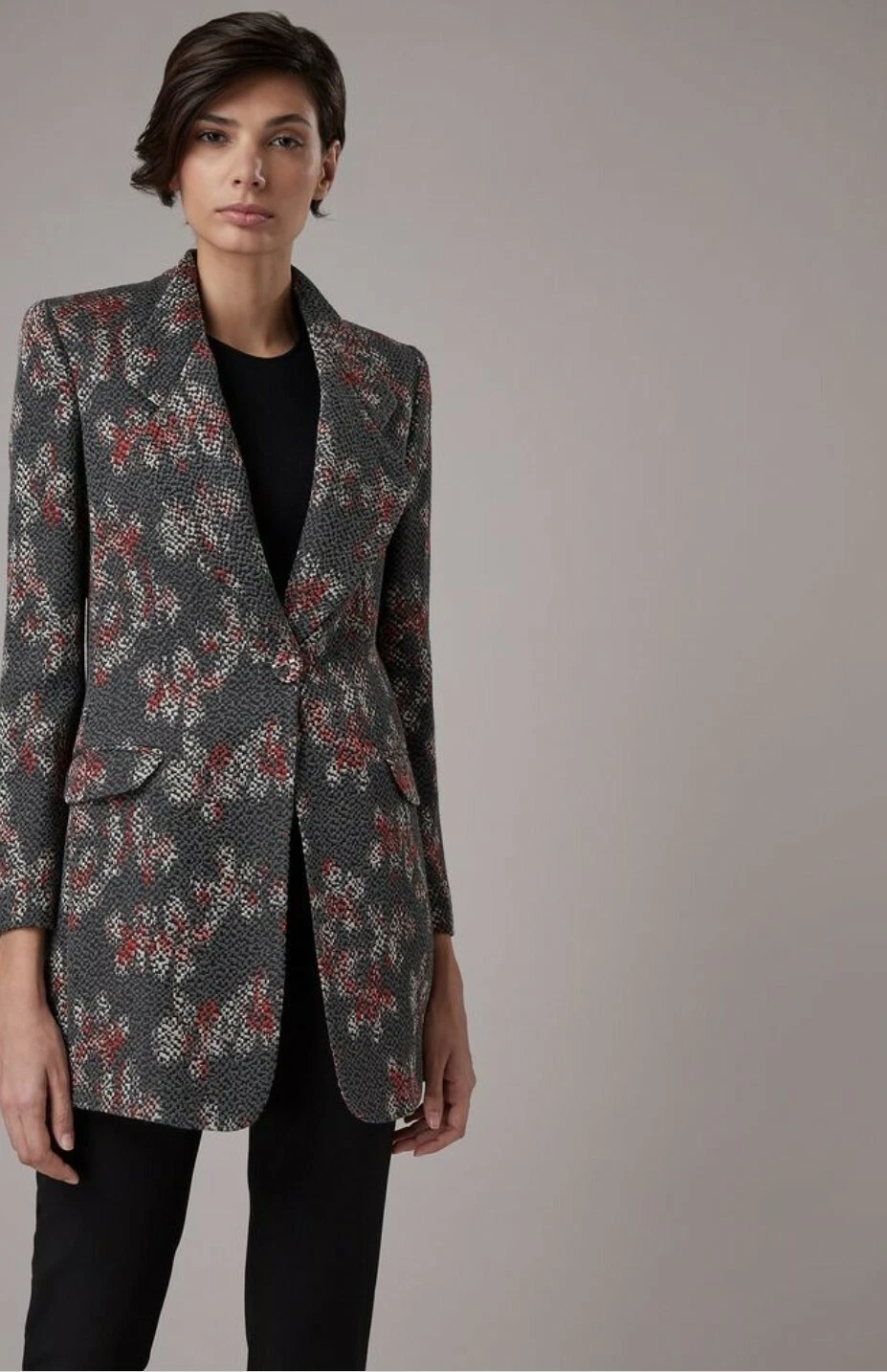 Giorgio Armani — NEW GIORGIO ARMANI Long Single-button Jacket in Floral Jacquard Fabric SIZE 46