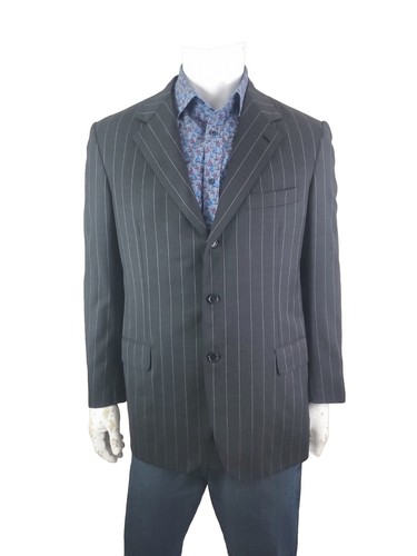 BRIONI NOMENTANO Italy Size 44 R Wool Sport Coat Jacket Black Striped Super 150s - Picture 1 of 9