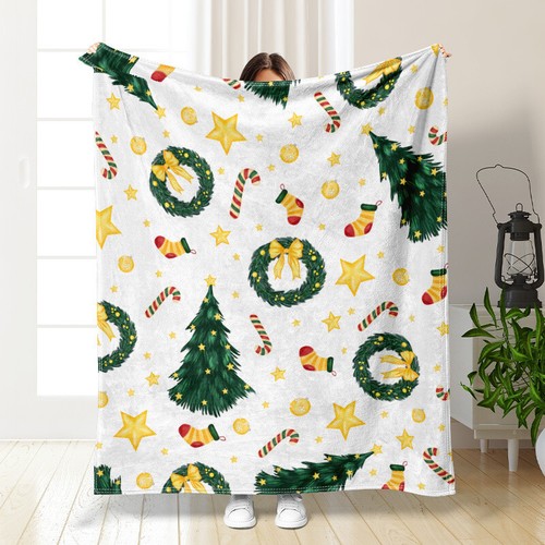 Christmas Snata Tree Flannel Blanket Throw Blanket Dog Car Nap Blanket Full Size - Picture 25 of 34