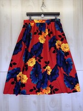 Vintage Handmade Pocket Side Tropical Flare Long Womens Skirt-9445