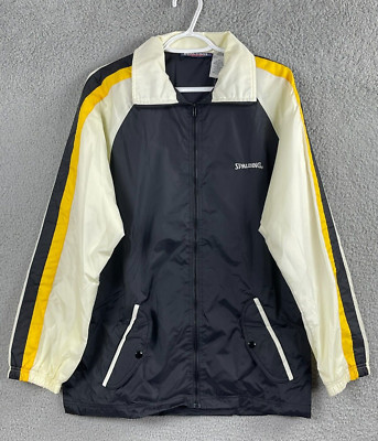 Vintage Spalding Athletic Apparel full zip jacket adult small white black yellow