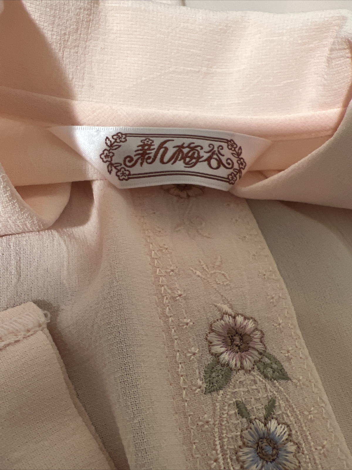 Peach colored button down embroidered collared sh… - image 5