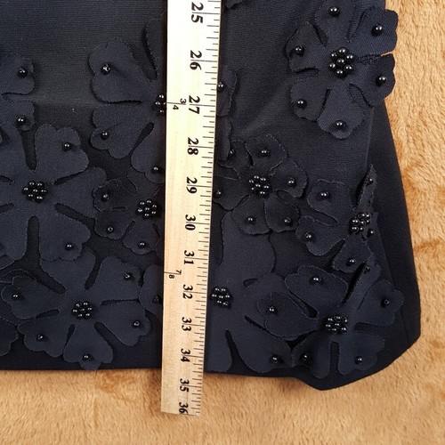 LAUNDRY Dress Womens Size 6 Black Sheath Floral Applique Hem Party Cocktail - Picture 8 of 9