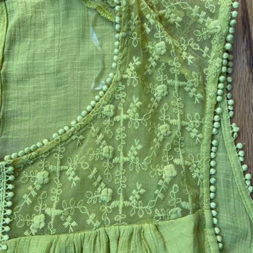 Zac & Rachel Lined Shift Dress Womens Size 3X Lime Matcha Embroidered Lace Boho