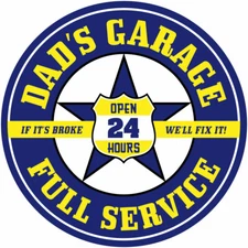 Dads Garage Service Wall Decal Yellow - Gas Station Decor