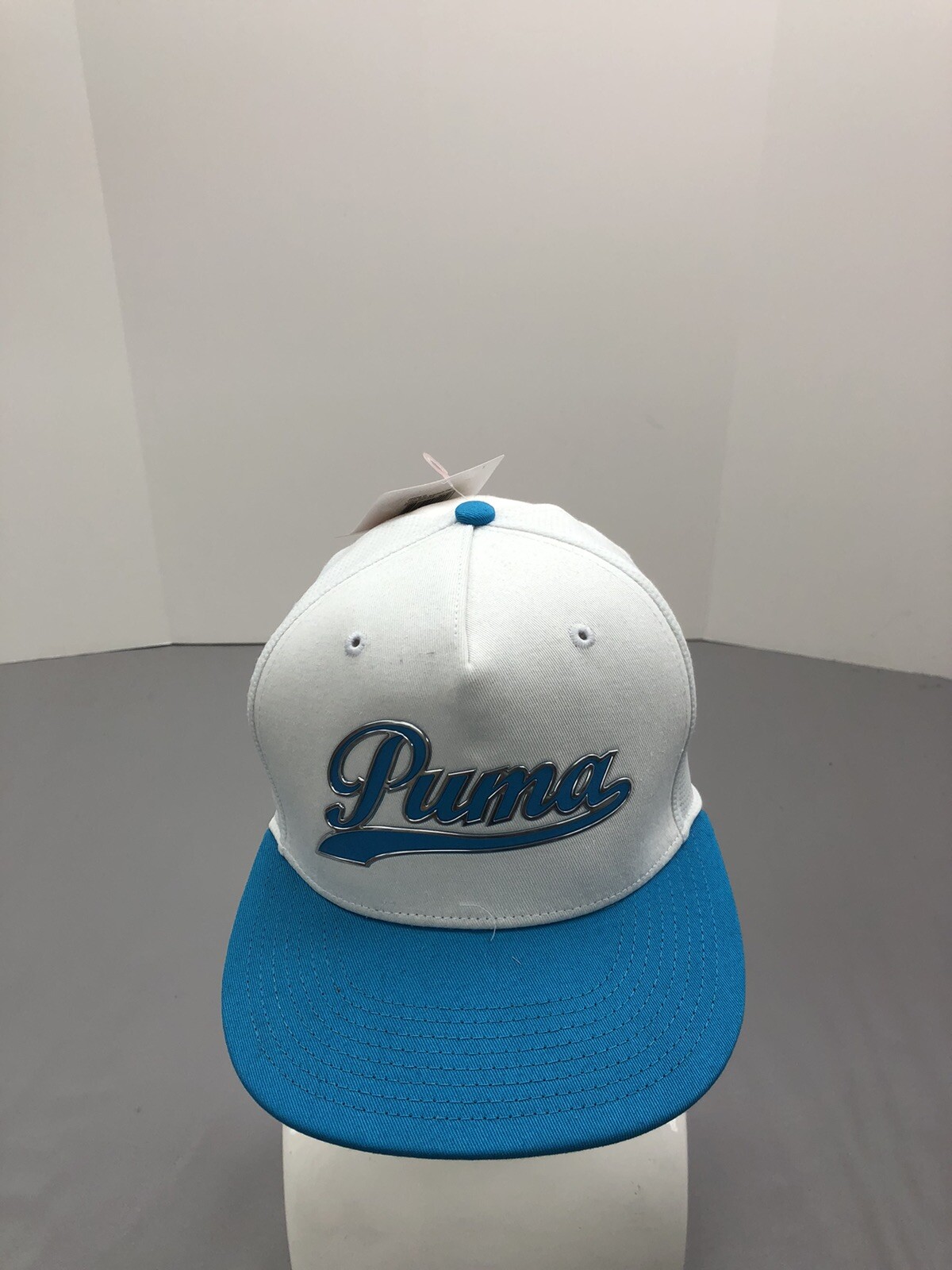 Puma Youth Hat Snapback Cap Adjustable Strap White Blue Scri