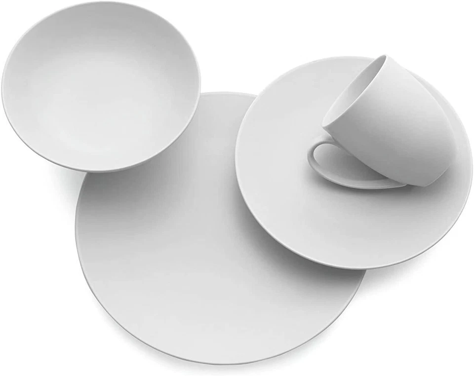 Juego de vajilla de 4 piezas nambe POP | Ajuste de lugar para 1 - Blanco tiza Foto 2 de 4