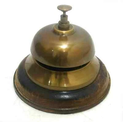4 Inch Desk Antique Brass Hotel Vintage Service Counter Front Table Style decor - Image 1 of 3