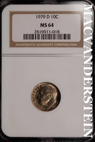 1979-D Roosevelt Dime - NGC MS 64 - Brilliant Uncirculated  Lustrous  #SLH530