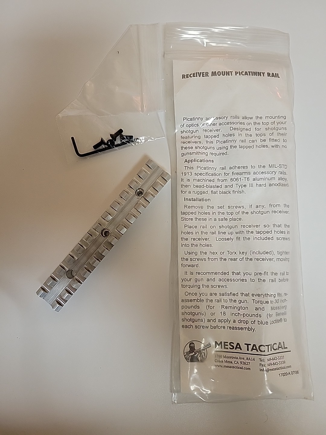 Mesa Tactical 6061-T6 Aluminum Shotgun Receiver Mount Picatinny Rail