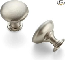5 Pack Brushed Nickel Round Zinc Cabinet Knobs for Kitchen Bathroom Closet Dr...