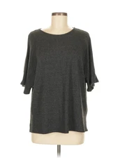 H By Halston Women Gray 3/4 Sleeve Top M