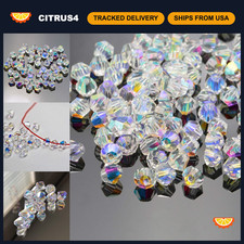 Dowarm 1000PCS Bicone Crystal Beads 4mm, Bulk Small Faceted Bicone Glass Beads f