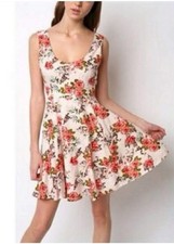 Kimchi Blue Floral Cotton Dress Womens Medium Cottagecore Urban Outfitters A2