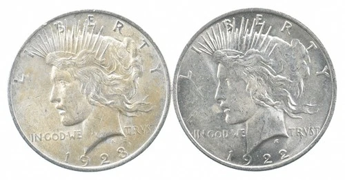 1923 & 1922 Peace Silver Dollar $1 Bullion Collection Lot *179