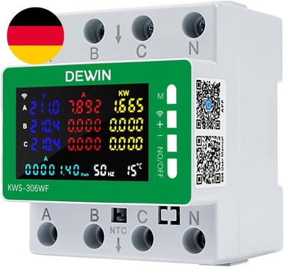 Stromzähler 3 Phasen, 9 in 1 Wlan Tuya Smart Meter Digitaler Stromzähler Hutschi