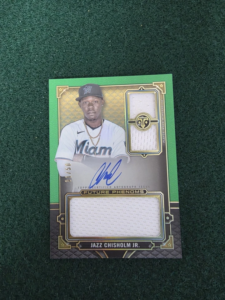 2022 Topps Triple Threads Jazz Chisholm Jr Yankees Future Phenom Auto Green /50 - Image 2 of 4