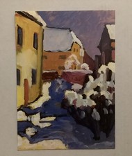 1 Postkarte, Friedhof + Pfarrhaus in Kochel, Winter, Dorfidylle, Gabriele Münter
