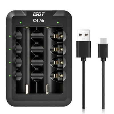 ISDT C4 Air 6-Bay 18650 Battery Smart Charger AA AAA Air, BLACK 
