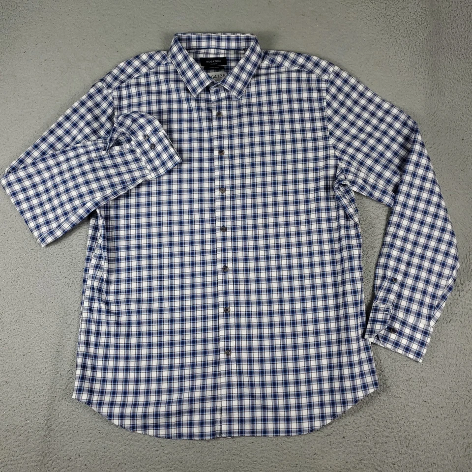 Bugatchi Uomo Shirt Mens 2XL Blue Plaid Button Up Long Sleeve - Image 2 of 4