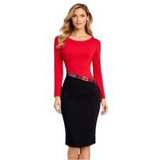 Gina Bacconi Dress Red Black Colourblock Pencil Size 10 Stretch Occasional BNWT