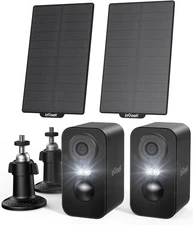 2PCS ieGeek Wireless Outdoor Solar Security Camera WiFi Home Battery CCTV System
