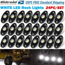 24Pcs White LED Rock Light Pods Underbody Glow Lamp Offroad SUV Pickup Truck UTV