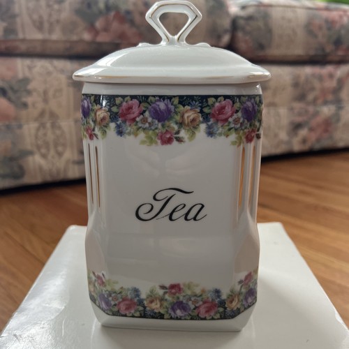 Victoria China Tschechoslowakei Teedose mit Deckel Floral Lusterware Vintage