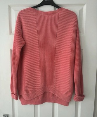 Longpullover M&S rosa lachsfarben mit weitem U-Boot-Ausschnitt Gr. Medium 12/14