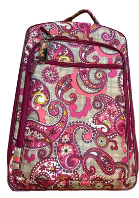 Vera Bradley Pink Paisley Multi-Zip Small Carry On with Wheels Vera Bradley Rolling Travel Bag with Pull Extended Handle  main image 3