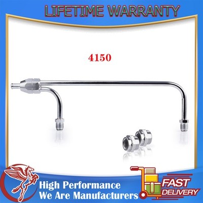 Fit 3/8''Hose Chrome Dual Feed Fuel Line Double Pumper For Holley Carburetor US