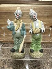 Vintage Artmark Hobo Clowns Lot Of 2 Bat Accordion Red Nose Tie Figurine 8”