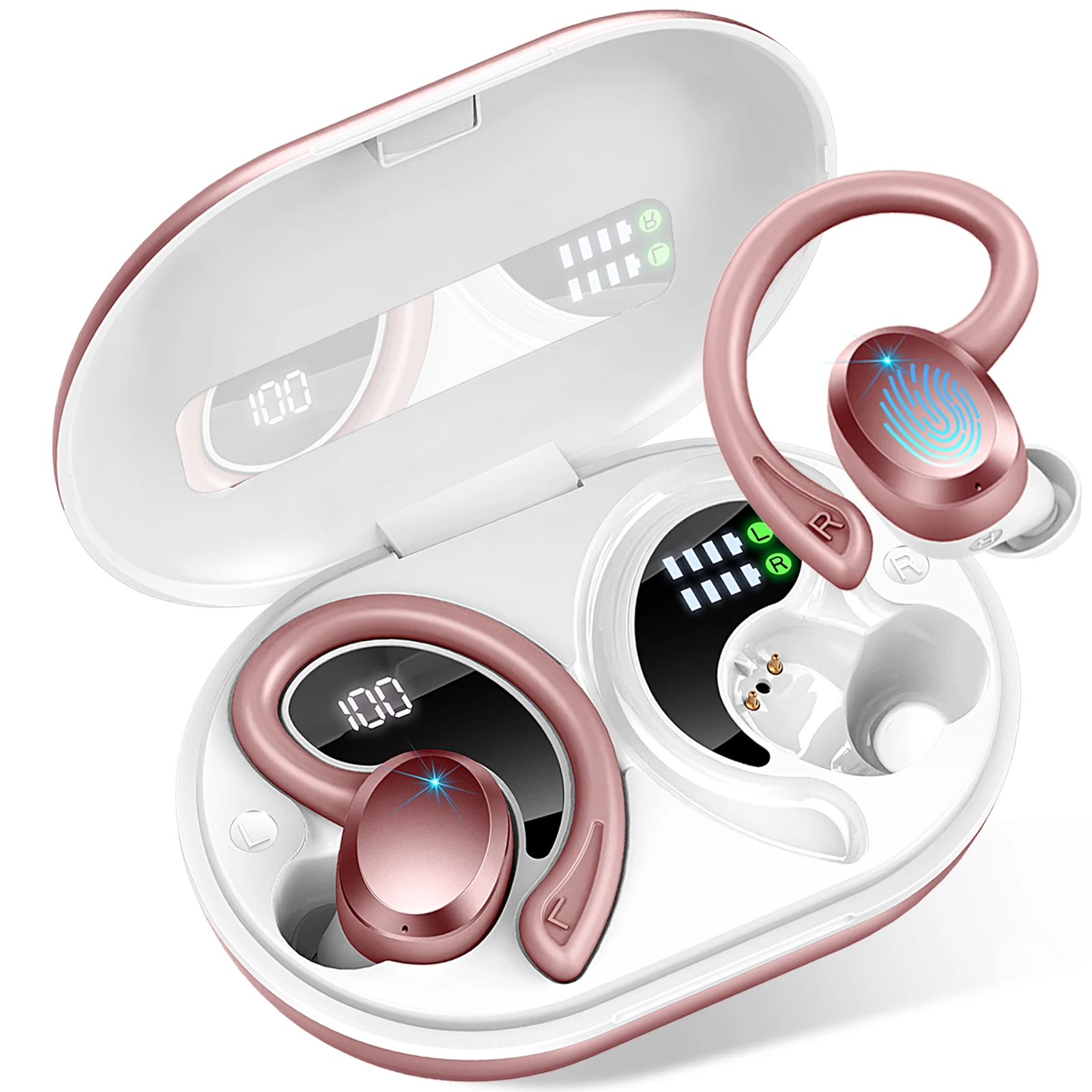 Wireless Bluetooth 5.3 Earbuds with Stereo Bass and Noise Cancelling Mic