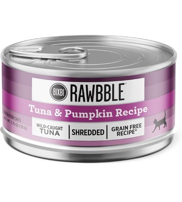 2.75oz Bixbi RAWBBLE Shredded TUNA & Pumpkin Grain Free Canned Cat Food 24pk