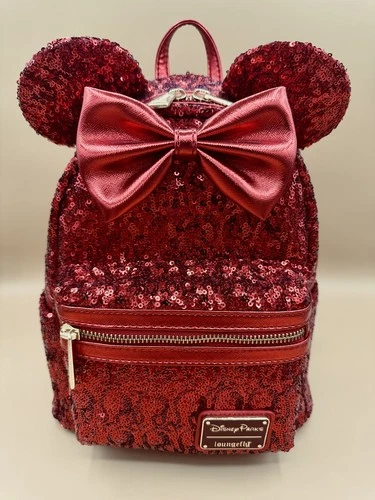 Loungefly Disney Parks Exclusive Red Sequin Minnie Mouse mini Backpack original