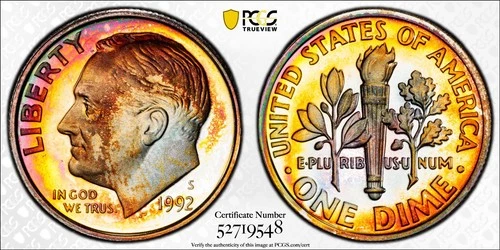 Photo of a 1992-S Roosevelt Dime Proof from an eBay listing that sold on Jul 21, 2026