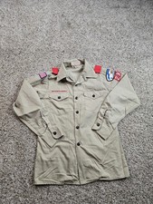 Vintage Boy Scouts Of America Shirt Boys Large Brown Official Uniform USA Made