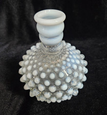Vintage Fenton Style "Hobnail Glass Vase" Opalescent White Art Glass Bud Vase