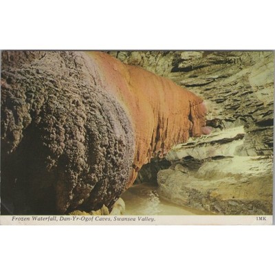 Postkarte Gefrorener Wasserfall Dan-Yr-Ogof Höhlen Swansea Valley Wales