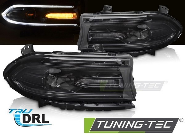 Phares avant LED pour Dodge Charger 14-23 finitions premium et verre polycarbonate