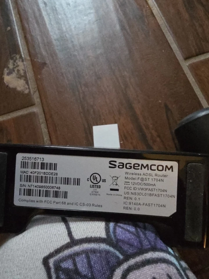 WindStream Sagemcom FAST 1704N WIRELESS 4port internet ROUTER ADSL ethernet - Image 4 of 4